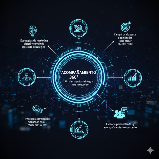 Acompañamiento 360° (Marketing Digital + Pauta + Comercial + Asesora)